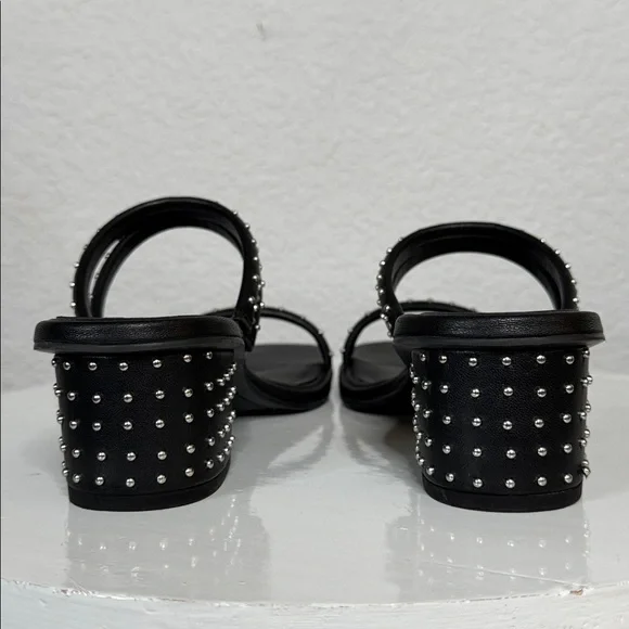 DOLCE VITA STELLA RYE BLACK LEATHER STUDDED STRAPPY HEELED SANDALS - Picture 12 of 16